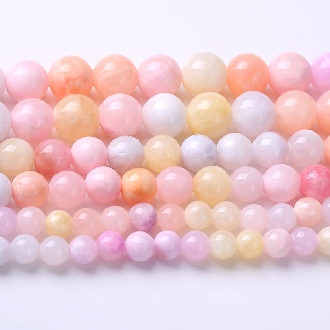 Colorful Rice Topaz Stone Beads for Jewelry Making Gemstone Round Crystal Bracelet Necklace 1 Strand 15.5inch 60PCS 6MM