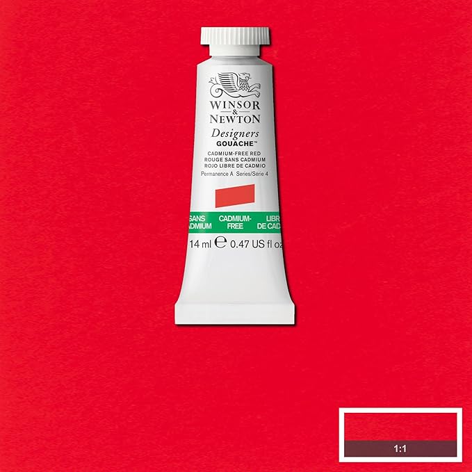 Winsor & Newton Designer's Gouache, 14 ml (0.47oz) tube, Cadmium-Free Red