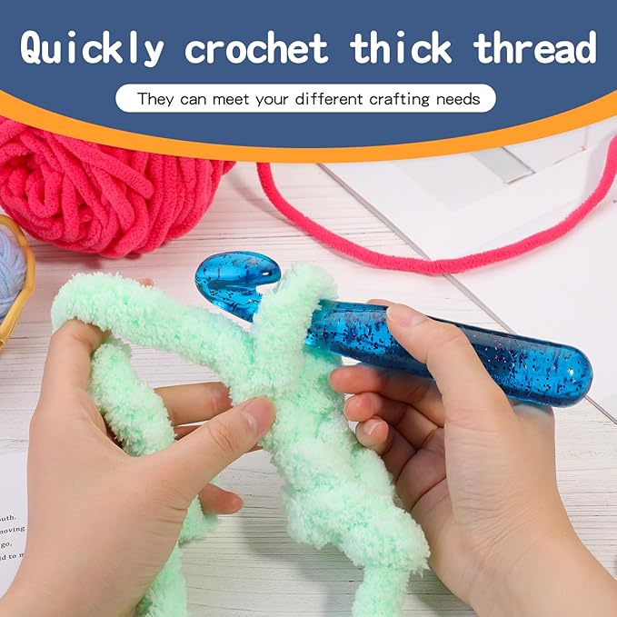 25 mm Crochet Hook, Large Crochet Hooks for Chunky Yarn Ergonomic Knitting Needles Crochet Needle for Beginners and Crocheting Yarn (Blue)