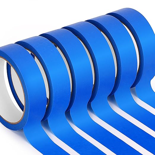 HongWay Masking Tape 1 Inch Wide, 6 Rolls x 22yd (132yds in Total) Painters Tapes for Painting Labeling Arts Crafts, Easy Removal, No Residue (0.94in Blue)