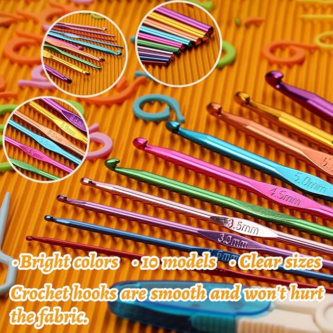 Zlulary 86 PCS Crochet Hook Set, Crochet Needles Set with Knitting Needles, Stitch Markers, Crochet Hook Case, and Crochet Accessories for Crocheting Craft Mother's Day