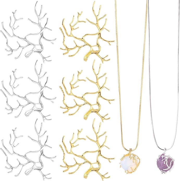 Branch Shape Blanks, Adjustable Claw Pendant Trays, Hypoallergenic Brass Branch Prong Pendant Bezels for Jewelry Making Bracelet Earrings Necklace DIY Crafts
