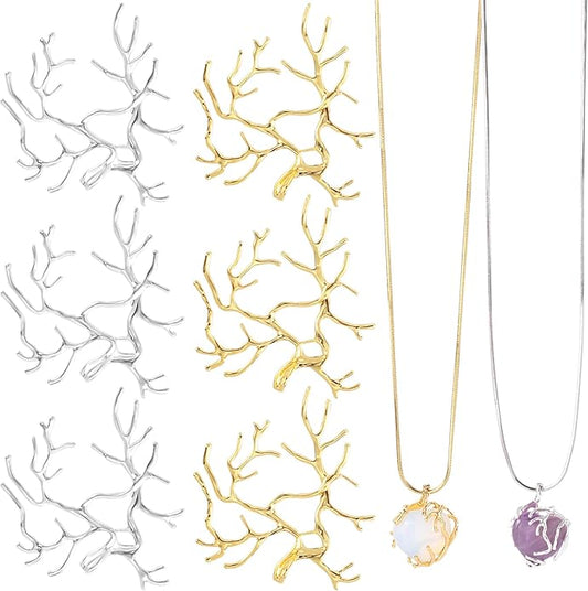 Branch Shape Blanks, Adjustable Claw Pendant Trays, Hypoallergenic Brass Branch Prong Pendant Bezels for Jewelry Making Bracelet Earrings Necklace DIY Crafts