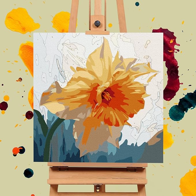 Framed Paint by Numbers Kit for Adults Beginners & Kids Ages 8-12, Flowers Acrylic Easy Paint by Number with Frame, Watercolor Paint by Number Kits on Canvas Framed (10 * 10 Inch, without Easel)