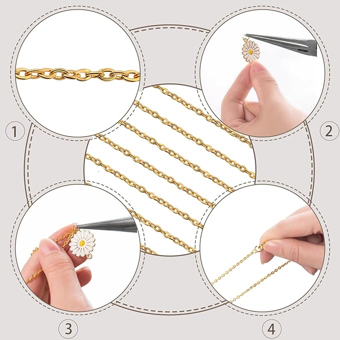 lemonkey 24 pack necklace chains bulk,black plated diy cable link chains for jewelry making 18 inches