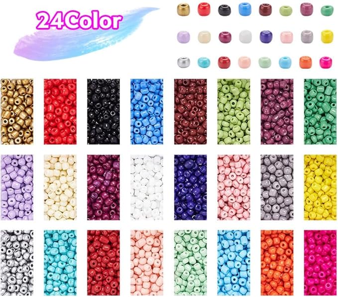 3600 Pcs 4mm Glass Seed Beads Bracelet Making Kit, Small Beads Friendship Jewelry Craft Kit with Lobster Clasps, Jump Rings & Elastic Cord, DIY Art Craft Gift for Girls