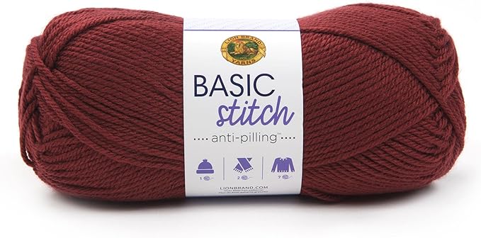 Lion Brand Yarn Basic Stitch Anti-Pilling Knitting Yarn, Yarn for Crocheting, 1-Pack, Pomegranate