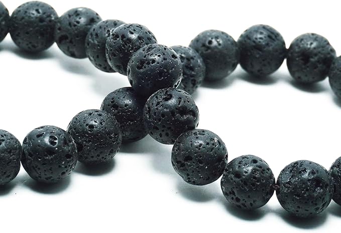 10mm Natural Stone Beads for Jewelry Making - Gemstone Round Loose Beads for Bracelets(35-38pcs, Lava)