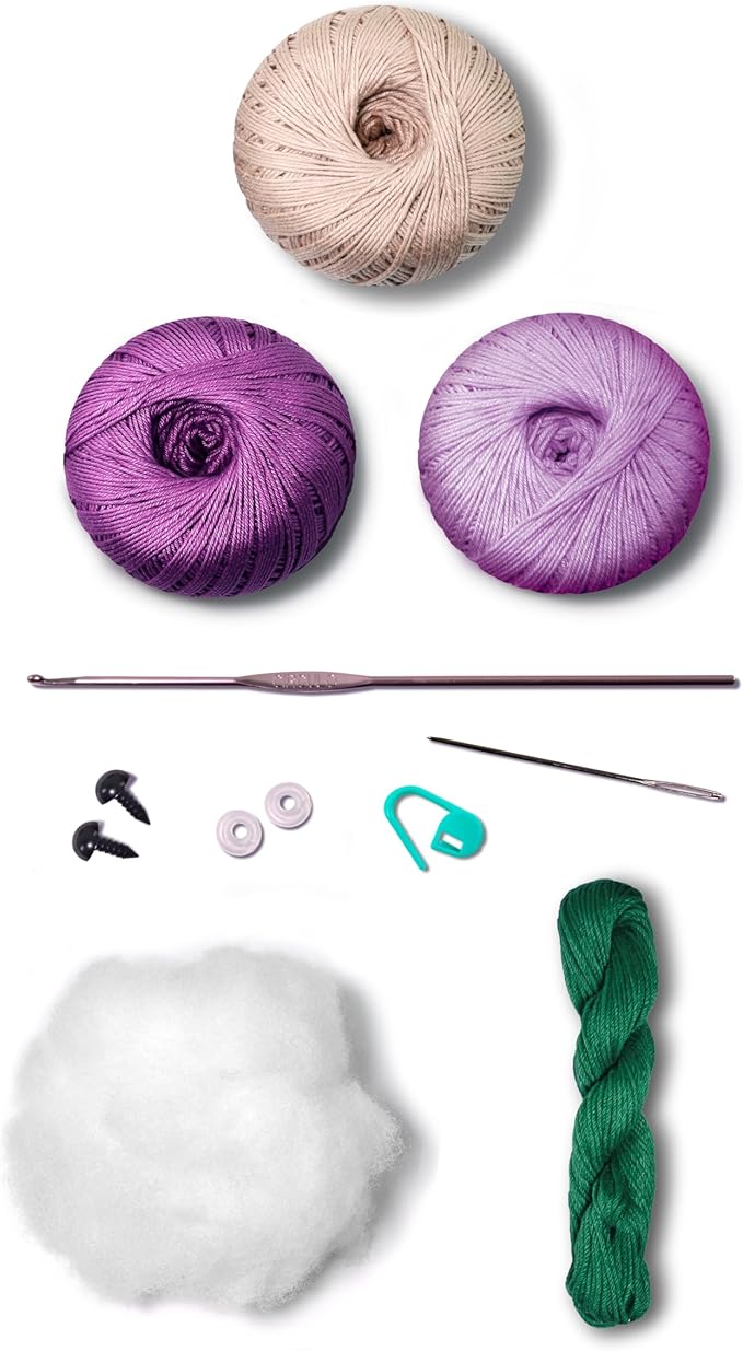 Circulo Amigurumi Crochet Kit - Too Cute - All Included, Easy Instructions - Crochet Kit for Intermediate - Crochet Set - Character Crochet Kit, Premium Amigurumi Yarn for Crocheting - Violet