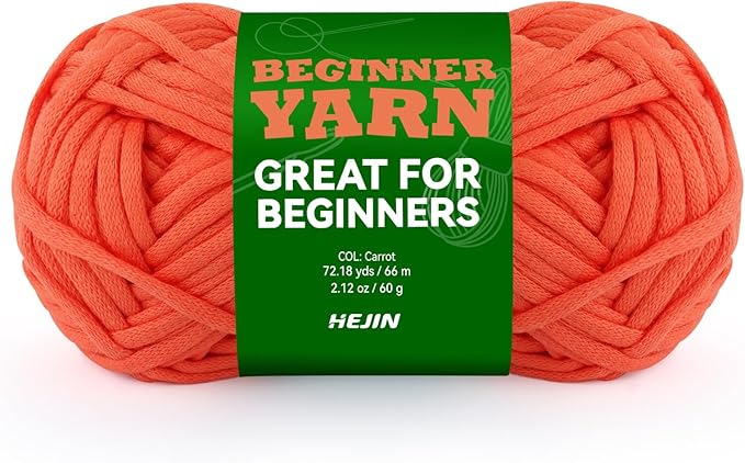 60g Carrot Yarn for Crocheting and Knitting;66m (72yds) Cotton Yarn for Beginners with Easy-to-See Stitches;Worsted-Weight Medium #4;Cotton-Nylon Blend Yarn for Beginners Crochet Kit Making