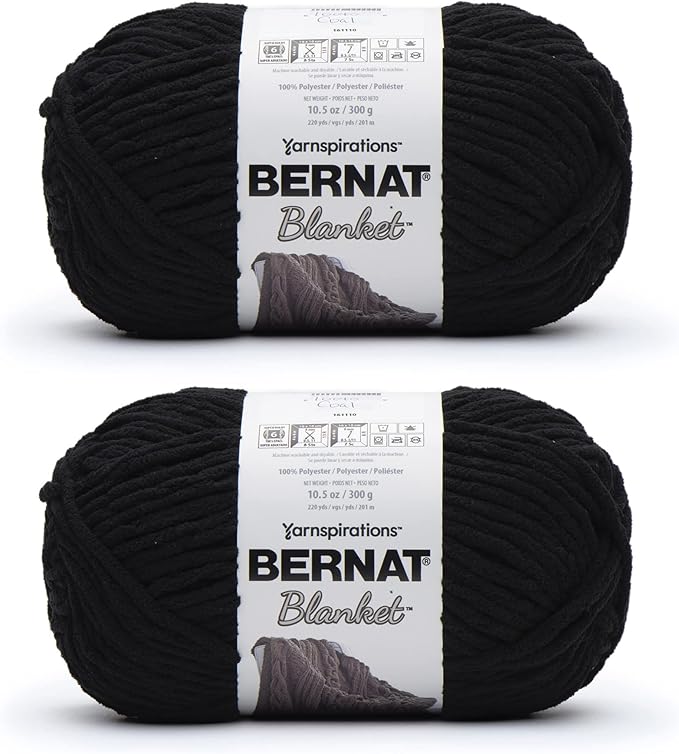 Bernat Blanket Coal Yarn - 2 Pack of 300g/10.5oz - Polyester - 6 Super Bulky - 220 Yards - Knitting/Crochet