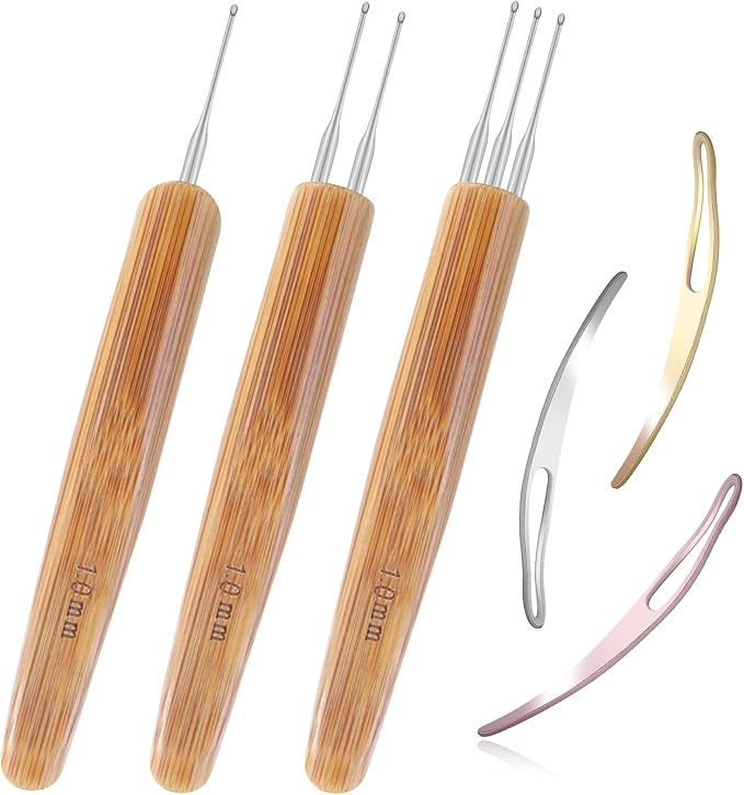 6PCS Dreadlock Crochet Needle for Dreadlocks 1.0mm, Durable Dreadlock Crochet Hooks for Hair with Interlocking Tool, Excellent for Maintaining Real Dread Loc