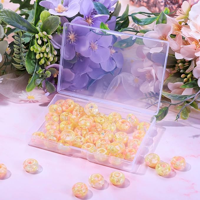 AIPRIDY Girls' Lucky Amber Beads and Spacers - European Craft Beads for DIY Charms Bracelet Jewelry Making (Yellow)
