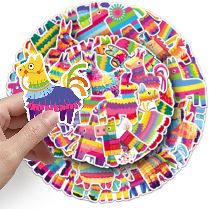 50Pcs Pinata Stickers, Waterproof Vinyl Colorful Party Decals for Laptop, Phone, Skateboard, Luggage - Decorative Stickers for Kids, Boys, Girls, Adults (Perfect for Holidays & Birthdays)