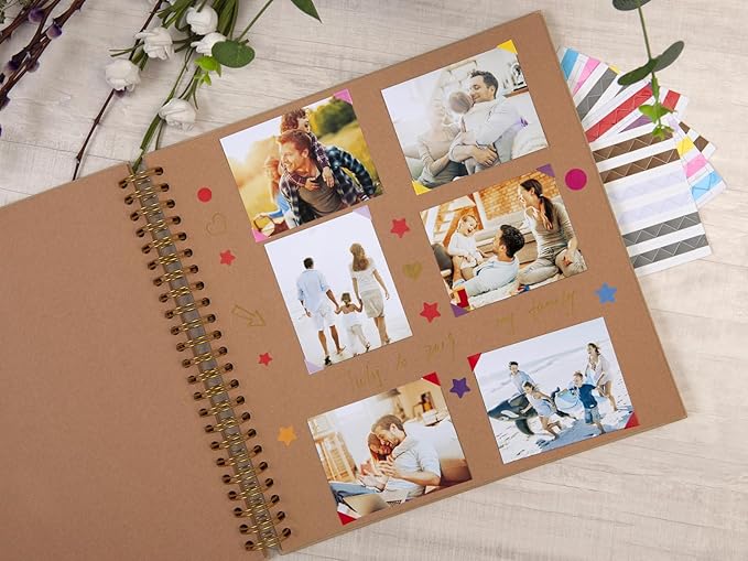 potricher 12 x 12 Inch Large DIY Scrapbook Photo Album 80 Pages Thick Kraft Blank Yellow Paper Memory Book for Wedding and Anniversary Family (Yellow, 12 Inch)