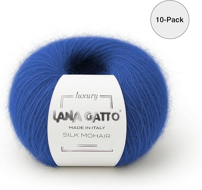 Silk Mohair Luxury Yarns, Premium and Soft Blend for Knitting, Made in Italy (Blue - 30146, 10)