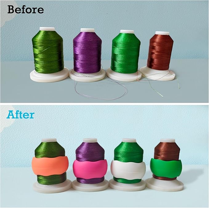 Simthread 40 Colors Polyester Embroidery Machine Thread 500M (550Y) with 40PCS Thread Spool Huggers Kit for Brother Janome Singer Pfaff Husqvarna Bernina Sewing Machines