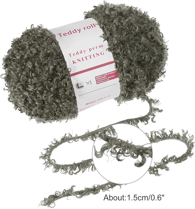 MECCANIXITY 1 Skeins Eyelash Yarn Fur Soft Fluffy Chunky Polyester Yarn Fuzzy Deep Gray for Crocheting Knit DIY Clothes Bag - 55Yard/50m, 3.53oz