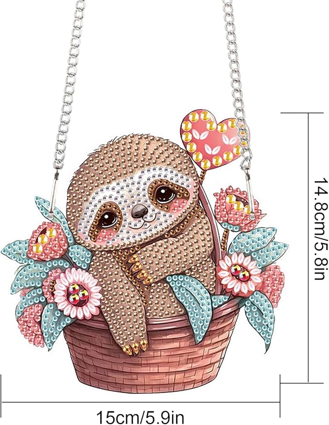 AiYuanzsh Diamond Painting Hanging Pendant Kit - Animal Sloth 5D Diamond Painting Kits for Adults - Crystal Rhinestones Diamond Art Pendant for Door Wall Window Home Decor