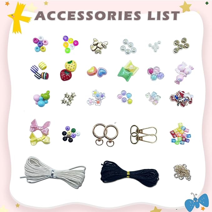 PHODDR 500+ Piece DIY Keychain Making Kit - Beaded Bag Decor Craft Set with Letter Beads and Pendants, Perfect for Girls and Teenagers - Birthday and Christmas Gift