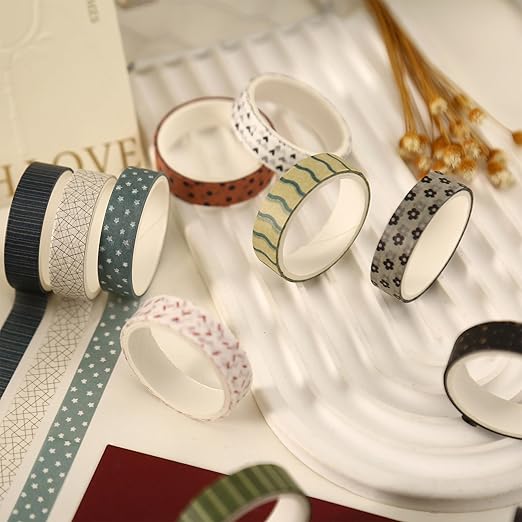 YUBBAEX 20 Rolls Basic Patterns Washi Tape Set Skinny Masking Creative Decorative Tapes, Designer's Selection (Collection 2-Enchantment)