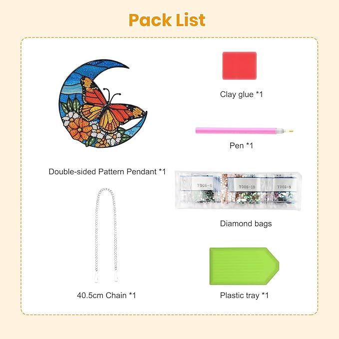 EOBROMD Diamond Hanging Art Kits for Adults Butterfly, Diamond Art Painting Moon Window Pendant Kits Suncatchers, DIY Special Shaped Rhinestone Adults, Home Wall Decor