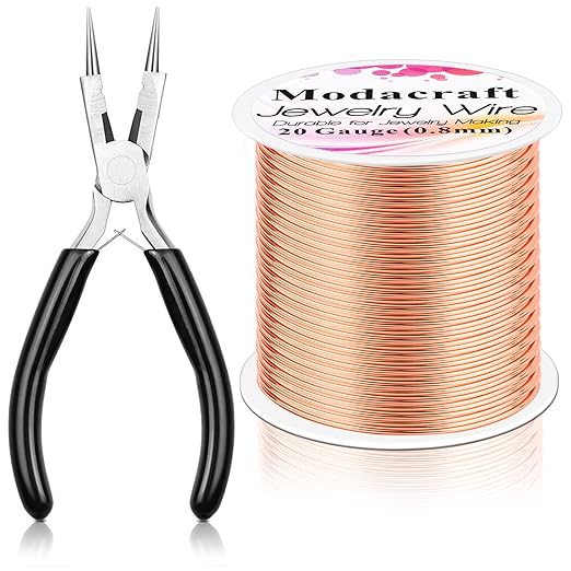 Modacraft 20 Gauge Copper Wire for Jewelry Making with Versatile Pliers 82FT/0.8mm Craft Jewelry Wire Tarnish Resistant Stainless Steel Copper Wire for Gardening Electroculture Jewelry Making Supplies