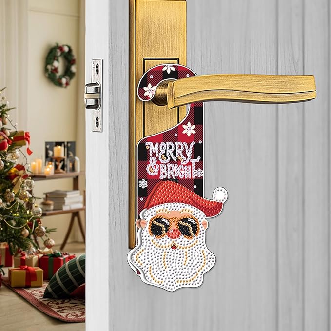 AiYuanzsh 5D Christmas Diamond Painting Door Sign Kit – Special-Shaped Drill DIY Hanging Pendant for Holiday Home Décor & Gift