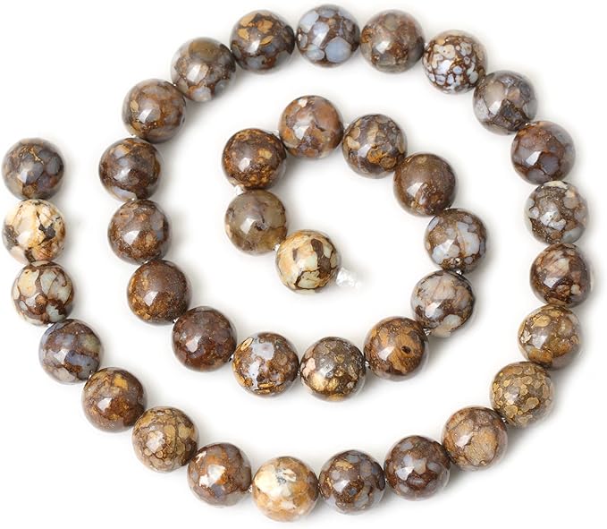 cheavian 35pcs 10mm natural fire lace opal round loose beads for jewelry making diy bracelet necklace materials 1 strand 15"