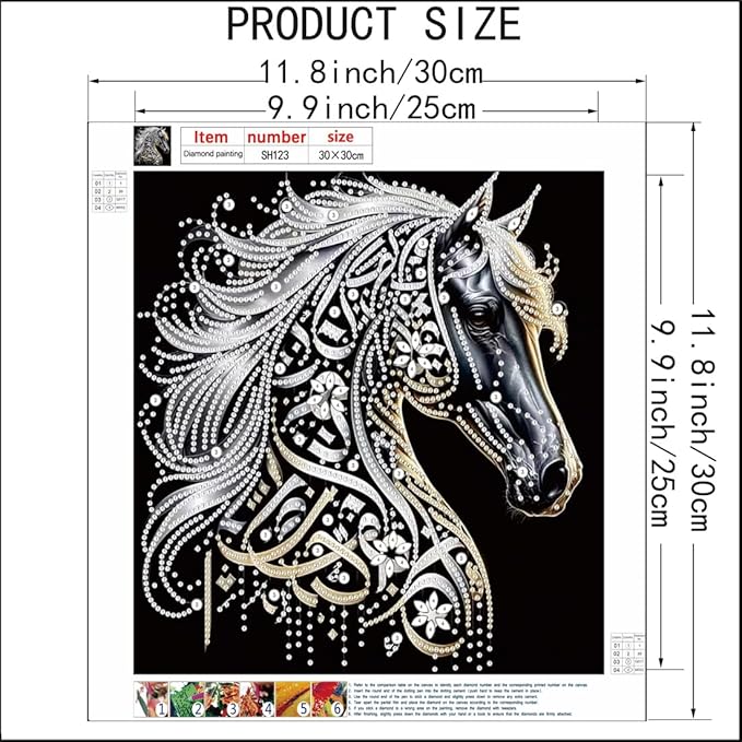SHICERNHJ Horse Diamond Art Kits for Adults,Special Shape Diamond Painting Kits for Beginners,DIY Animals Crystal Rhinestones Craft Art for Home Wall Decor 12 X 12Inch