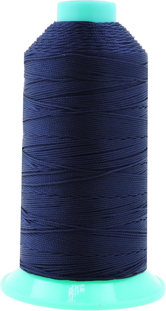 Mandala Crafts Size 346 210D T350 Bonded Nylon Thread - Navy Blue 415 YDs Tex 350 Heavy Duty Sewing Threads for Leather, Jeans, Weaving, Outdoor Marine Upholstery