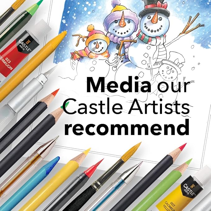 Castle Arts Christmas Colouring Book | Compendium of Cards, Calendar and Scenes Curated to Lift the Spirit | with Colour Reference Guide | No Show-Thru Artist Grade Paper | Frameable Landscape A4 Size