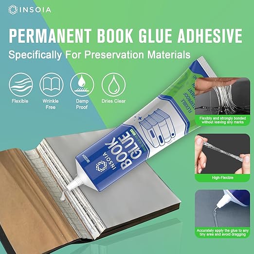 Book Glue, 15ML x 2 Book Adhesive, Clear Book Binding Adhesive, Flexible Paper Glue for Book Repair and Bonding, Envelopes, Postcards, Paper Craft, Greeting Cards, Invitations, Crafts DIY