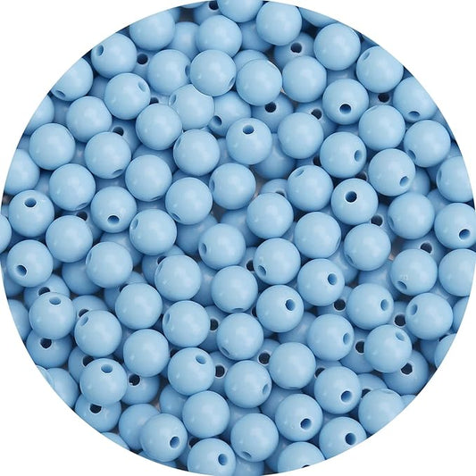 bonny boxx 100pcs 12mm smooth aquamarine acrylic round beads, plastic resin bubblegum balls chunky gumball beads for necklace and bracelet making, crafting supplies