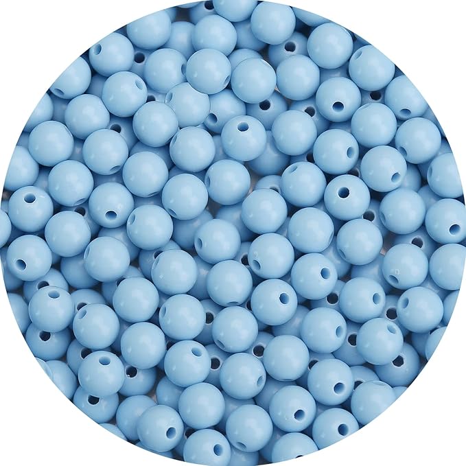 bonny boxx 1000pcs 6mm smooth aquamarine acrylic round beads, plastic resin bubblegum balls chunky gumball beads for necklace and bracelet making, crafting supplies