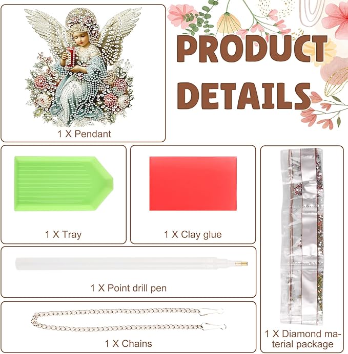 DOMROM Girl Diamond Art Hanging Kits for Adults Beginners, Special Shaped Crystal Diamond Painting Girl Pendant, DIY Diamond Art Suncatchers Christmas for Home Garden Wall Decor Gift