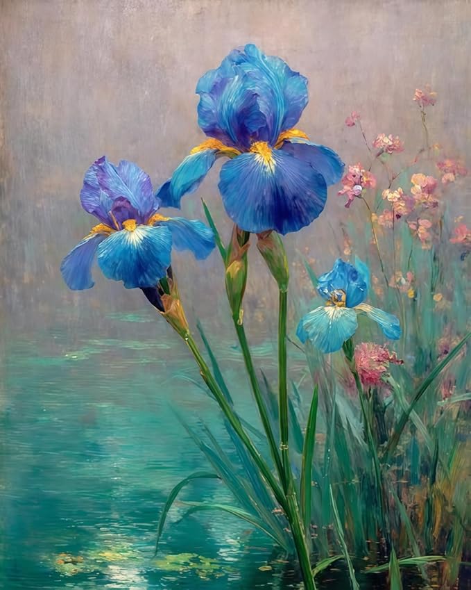 Mosaflare Paint by Numbers for Adults Beginner, Iris Flower Adult Paint by Number Kits on Canvas, DIY Acrylic Oil Easy Painting by Numbers for Home Wall Decor 16X20 inch (Without Frame)
