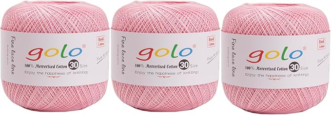 golo 3 Balls Crochet Thread Size 30 Embroidery Thread Yarn for Hand Kniting Yarn for Tatting 963