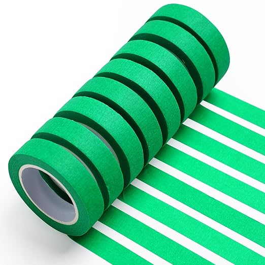 8PCS Colored Masking Tape - Green Painters Tape, Tape for Kids Art Supplies, Great for Crafts, Labeling, DIY Decorative, 1/2 Inch Colored Tape Rolls- Tiny Size
