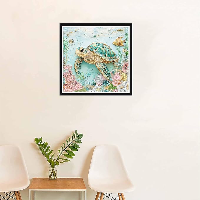 SKRYUIE DIY Diamond Art Kits for Adults Turtle Special Shape - 5D Diamond Painting Kits for AdultsAnimal - Crystal Embroidery Cross Stitch - Craft for Wall & Office Decor 12 x 12 Inch A4