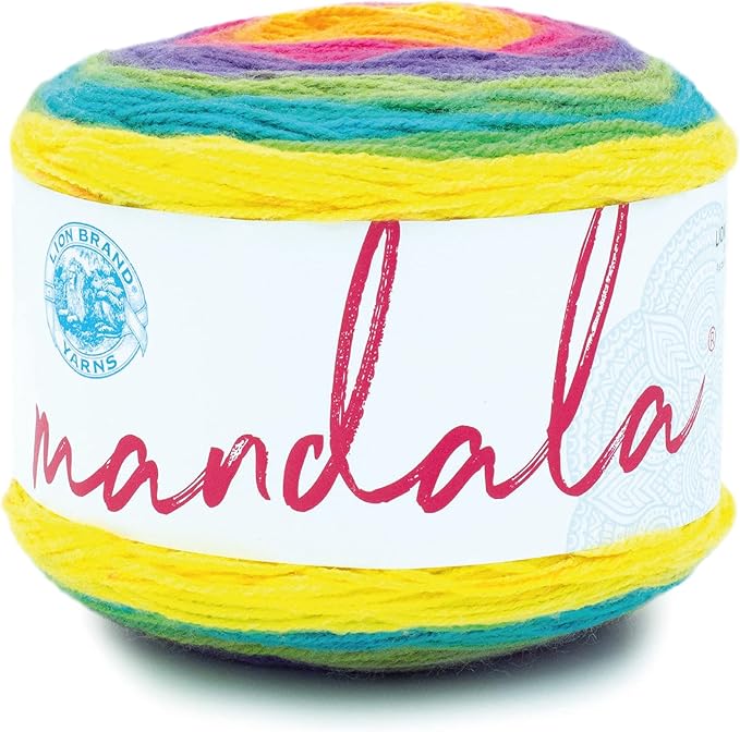 Lion Brand Yarn, Mandala DK Lightweight Yarn for Knitting, Crochet, and Crafts, Gnome, 1 Pack, Self-Striping Acrylic Fiber for Baby Blankets, Multicolor Shawls and Variegated Cardigans
