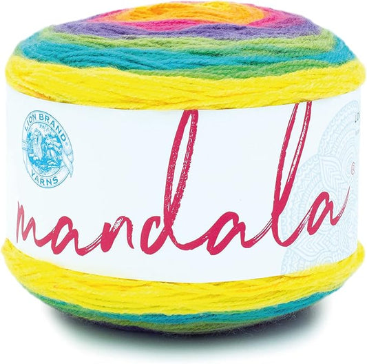 Lion Brand Yarn, Mandala DK Lightweight Yarn for Knitting, Crochet, and Crafts, Gnome, 1 Pack, Self-Striping Acrylic Fiber for Baby Blankets, Multicolor Shawls and Variegated Cardigans