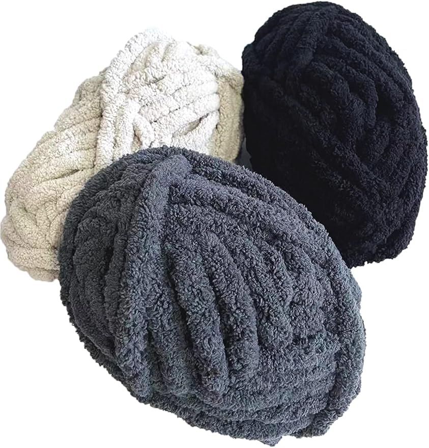 DDL&HEXI 2 Park Super Bulk Blanket Chenille Chunky Yarn,Blanket Making Kit,Jumbo Knitting Yarn 2x8oz 226gper Bag (Burgundy)