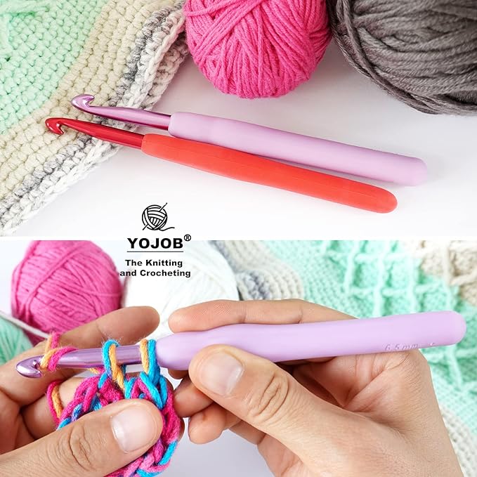 YOJOB 2Pack Size J / 6mm, K / 6.5mm Crochet Hooks, Super Smooth & Ergonomic for Beginner and Advanced (6.0mm, 6.5mm)