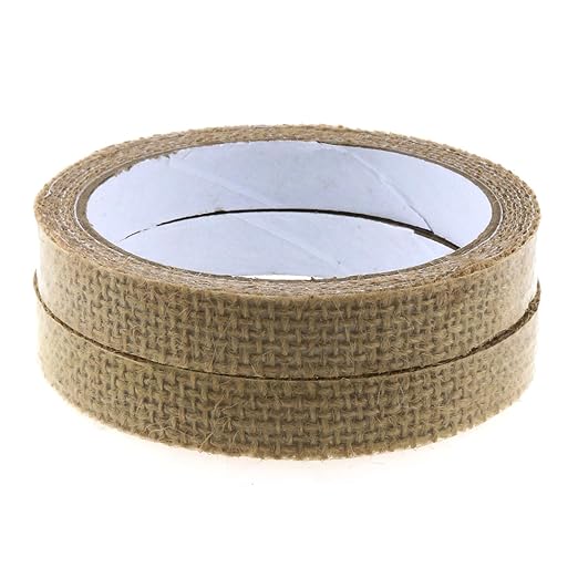 2pcs Self Adhesive Jute Tape 1.5cm/0.59Inch 6.56 Feet Natural Hemp Ribbon Trim Adhesive Tape Sticker