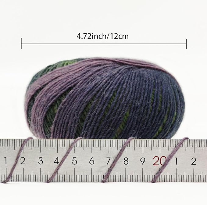 NICEEC 3 Skeins Rainbow Soft Yarn 100% Wool Gradient Multi Color Yarn for Crocheting Knit Total Length 180m×3(196yds×3,50g×3)-7#