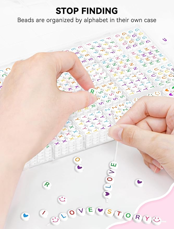 ARTDOT 1400 Pieces Letter Beads for Friendship Bracelets Making Kit, 28 Styles Assortment Jewelry Making Supplies Alphabet Beads Set with Cases Preppy Crafts
