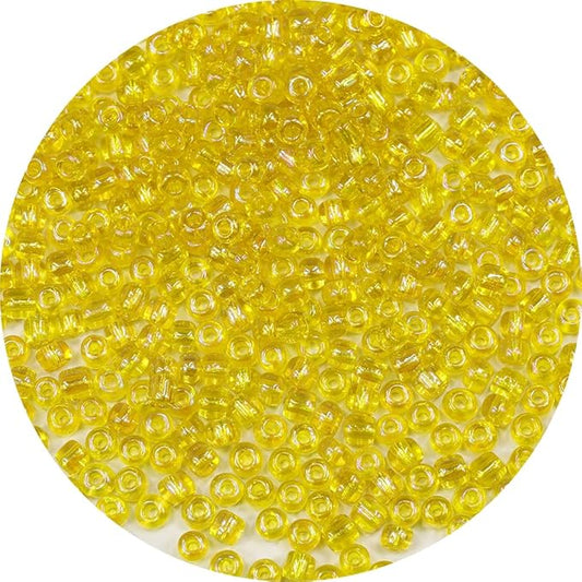 Bala&Fillic Clear Rainbow Yellow Color 4mm Seed Beads About 1200pcs/100Grams in Bag, 6/0 Glass Craft Beads for Making Bracelet and Necklace (Clear Rainbow Yellow)
