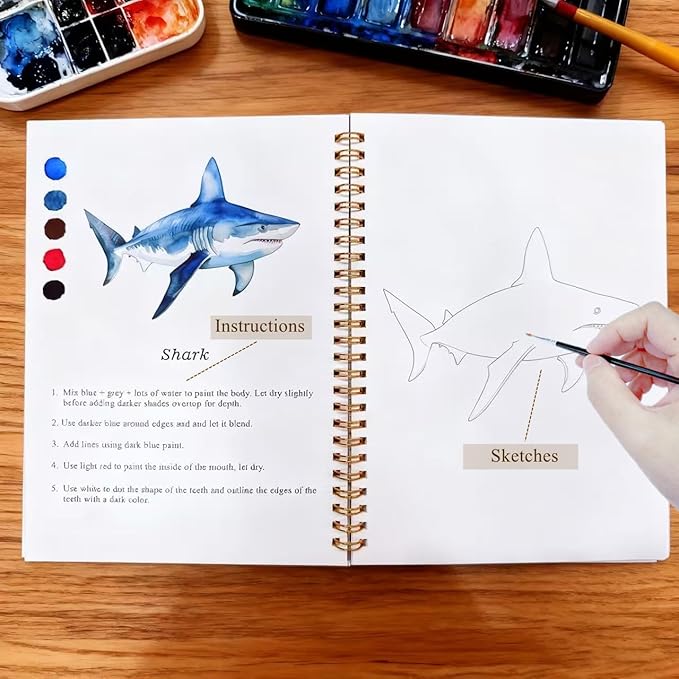 Watercolor Workbooks Coloring Book Beginner Friendly Painting Kit Easy Nature Scenes Paint Set Art Crafts for Creative Exploration Gift for Adults (Birds Series, Without Palette)