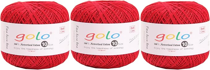 golo 3 Balls Crochet Thread Size 10 Crochet Yarn for Hand Knitting 136